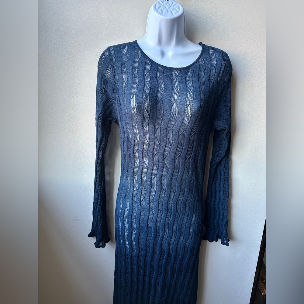 Women’s Summer Beach Cover Up Crochet Dress Navy Size S, NWOT - Picture 5 of 10